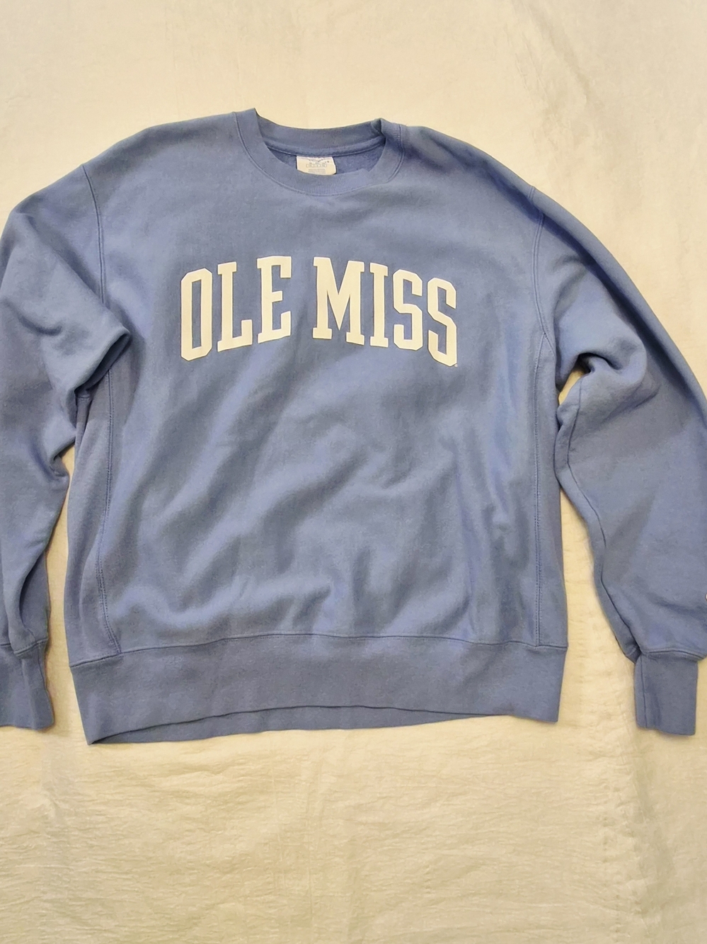Vintage Champion Reverse Weave Ole Miss Rebels Sweatshirt - Light Blue-